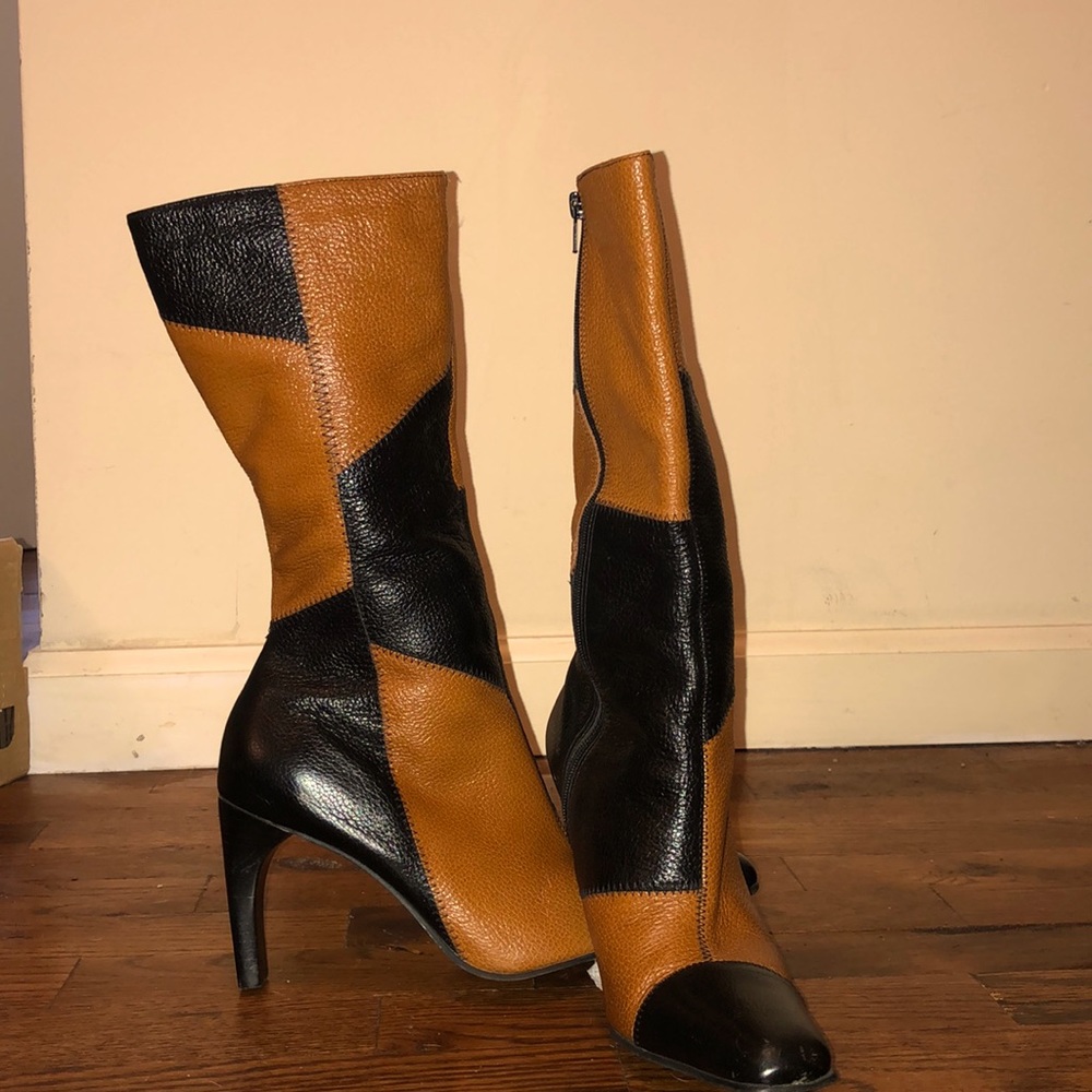 Black and Brown Leather Pazzo Boots size 6.5 M